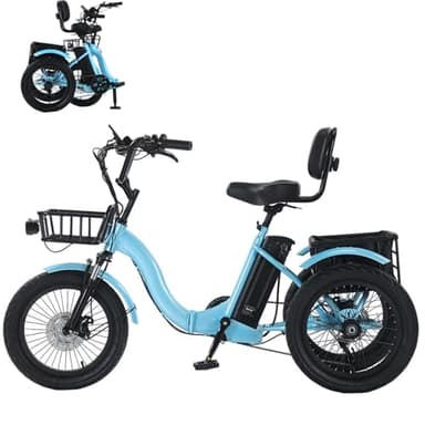 DHsdlpLU Tricycle éLectrique à PéDales pour Adulte 18" éLectrique avec Panier De Chargement Pneus Larges Pliable, Facile à Monter Les côtes Charge maximale de 30 kg Trottinette de Courses