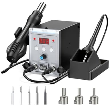 Station de Soudage, 2 EN 1 de 700W Station Soudage à Air Chaud et Fer a Souder avec Contrôle de Température Précis, Affichage LED, Kit de Station pour l'électronique, Projets de Bricolage, Réparation