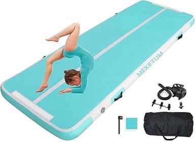 MEKETUM Air Track Tapis de Gymnastique Rythmique Gonflable 2m 3m 4m 5m Epais 10/20cm pour la maison, l'entraînement, le tumbling, le yoga, l'extérieur, le fitness (Vert, 2m10)
