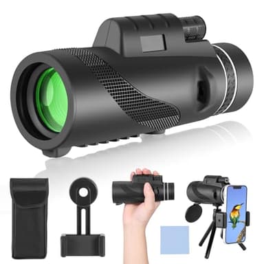 PAHTTO Télescope monoculaire 80x100 avec Prisme BAK4 et Objectif FMC, télescope monoculaire avec Adaptateur pour Smartphone et trépied, pour l'observation des Oiseaux, la Chasse, Les Concerts
