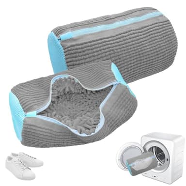 YAMAIDUO Lot de 2 Sac Lavage Chaussures Machine à Laver, Réutilisable Portable 360° Sac de Lavage pour Chaussures avec Fermeture Éclair, Sacs à Linge pour Chaussures Protection pour Chaussure, Gris