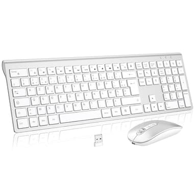 cimetech Ensemble Clavier et Souris sans Fil, Clavier Rechargeable Compacte USB C 2.4G Silent Ultra-Mince de Pleine Taille avec Pavé Numérique Souris pour PC/Laptop/Windows/Mac