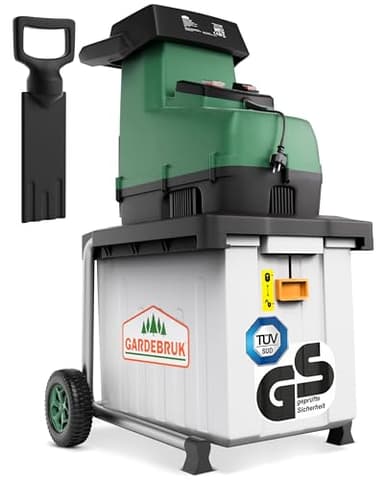 GARDEBRUK® Broyeur de végétaux électrique 3.100W Max. 45mm Sac 60L broyeur à Rotor broyeur végétaux Silencieux à Rouleau broyeur de Jardin déchets Verts