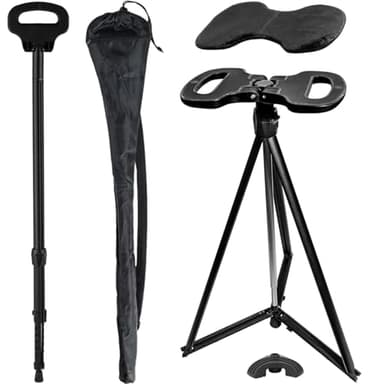 ALEVMOOM Canne de Marche avec siège, Canne Pliante Portable, béquilles Tabouret pour Adultes, Tabouret léger rétractable pour Personnes âgées, Charge maximale de 150 kg, Tabouret de Repos de Voyage