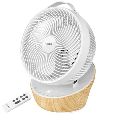 4UMOR Ventilateur Ultra Silencieux 20dB avec Télécommande 1823m³/h Moteur DC 12 Vitesses 8h Minuterie 3D Oscillation Turbo Ventilateur de Table Circulateur d’Air pour Bureau Chambre, Blanc