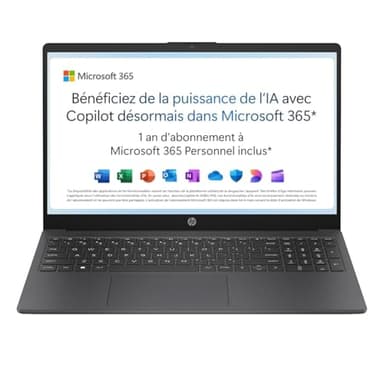 HP 15-fd0001sf Ordinateur Portable 15,6" FHD, PC Portable (Intel Celeron N100, RAM 4 Go, UFS 128 Go, Intel UHD Graphic, Windows 11), Laptop Argent, Clavier AZERTY