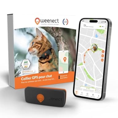 Weenect Chat XS - Collier GPS pour Chat | Suivi en Temps réel | Plus Petit modèle du marché | Fonctionne avec abonnement | Collier Inclus | Garantie à Vie