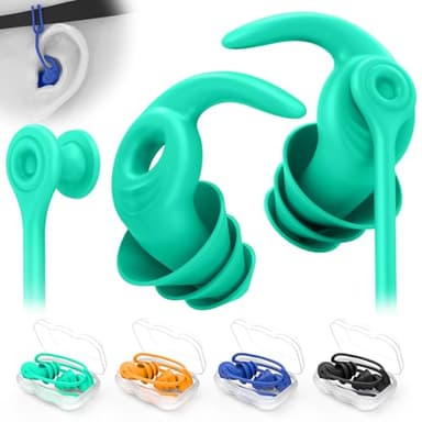 Bouchons d’Oreilles de Natation pour Adultes, 4 Paires de Bouchons Étanches Réutilisables en Silicone avec Cordon Amovible, Idéaux pour la Natation, la Douche, le Surf et Autres Sports Nautiques