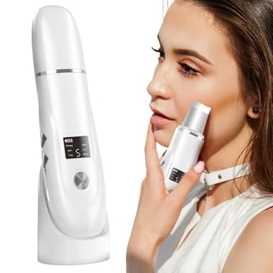 Pinkiou Épurateur de Peau,Spatule rechargeable pour enlever les points noirs avec 4 modes pour un nettoyage en profondeur des pores, grattoir portable, Type-C Station de Charge (Blanc)