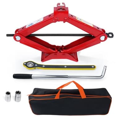 HYCHIKA Cric Voiture 3 Tonnes, Portable Crique Voiture avec Combinaison de Clé de Lug, Gamme de Levage 120 mm à 445 mm Crics de Levage pour SUV MPV et Auto