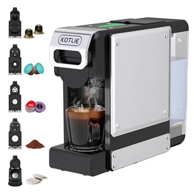 Machine à café à capsules multifonction 5 en 1 pour Nespresso Original/pour Dolce Gusto/A MODO MIO/ESE (44 mm) et café pré-moulu, 7 réglages de débit d'eau (ST-550)