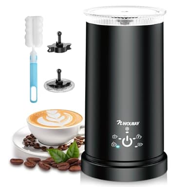NWOUIIAY Mousseur à Lait Électrique Automatique 5 en 1 350 ML Mouss Chauffe et Frois Chauffe Lait Électrique 600W Fonctionnement Silencieux avec 2 Fouets pour Cappuccino Macchiato Latté