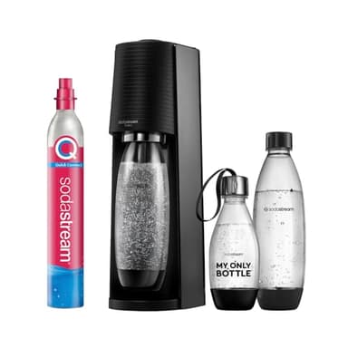 Sodastream Terra – Machine à eau pétillante avec système CO₂ Quick Connect, cylindre de gaz 60L et 2 bouteilles 1L + 1 bouteille 0,5L sans BPA inclus, noire