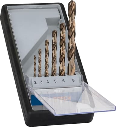 Bosch 6x Coffret de forets hélicoïdaux PRO Stainless Steel HSS-Co (pour Acier, Acier inoxydable, Ø 2,0, 3,0, 4,0, 5,0, 6,0, 8,0 mm, Professional Accessoire Perceuses/visseuses rotatives)