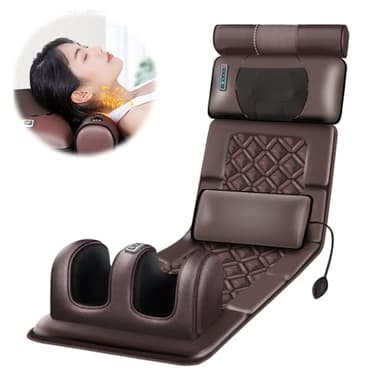 Matelas de Massage Complet du Corps,3D Coussin Chauffant Tapis de Massage Électrique,10 Têtes de Massage,3 Modes,5 Intensités,Pliable Matelas De Massage,Soulage Douleurs Musculair (A)