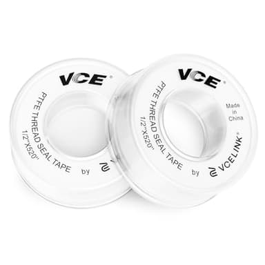 VCE Ruban d'Étanchéité Industriel PTFE Ruban de Plombier Pour Tuyaux, Téflon Rouleaux Plomberie Étanches à l'Eau 12mm x 13m Blanc Lot de 2