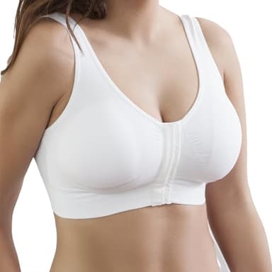 Selene, Soutien-gorge pour femme en tissu hypoallergénique, sans armatures, avec bonnets amovibles et fermeture à l'avant confortable, collection Luisa, Blanc, XX-Large