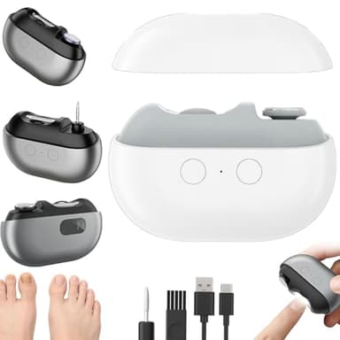 2026 Coupe Ongle Electrique pour Pieds et Main, Coupe Ongles Electrique 3 en 1 avec LED pour Ongles Durs/Épais et Finition Précise, Adulte & Senior, Silencieux et Sans Douleur (Weiß)