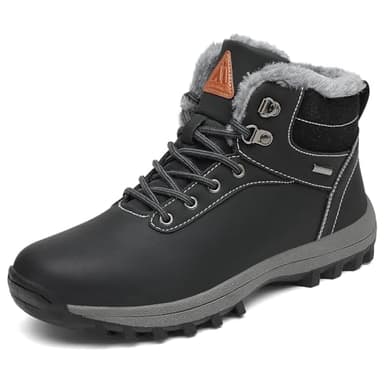 Mishansha Bottine Hiver Homme Femme Boots Fourrées Neige Imperméable Chaussures de Randonnée Chaud Noir, Gr.41