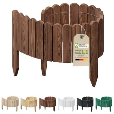 Floranica Bordure de Jardin en Bois 20 x 100 cm Brune Bordurette de Pelouse Bordure de Gazon avec piquets Bordure de Parterre