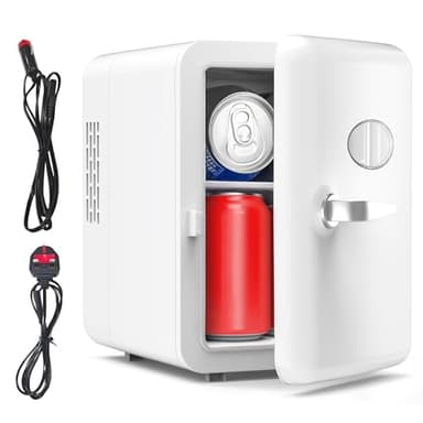 Vexloria Mini Frigo de Chambre, 4 Litres/ 6 Canettes, Mini Réfrigérateur, Nourriture, Beauté, Bureau, Dortoir, Voiture(Blanc) CGA1