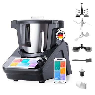 Lifenaxx Master Chef Robot de Cuisine Intelligent LX-050 – Bol inox 3 L, Wi-Fi & App, Écran tactile 7″, 15 programmes automatiques – Sous-Vide, Vapeur, Pétrissage, Pesée, Fermentation