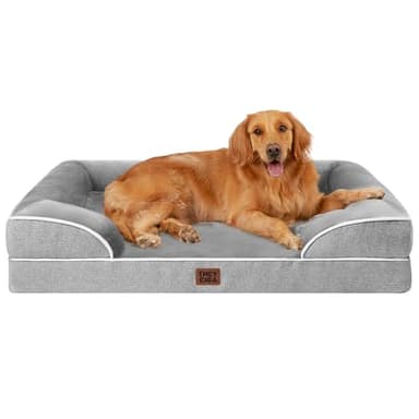 EHEYCIGA Panier Chien Grande Taille XXL Orthopedique, Memoire de Forme Lit pour Chien Dehoussable Lavable, Canapé Chiens Imperméable, Gris
