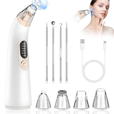 Bwaliffury Aspirateur Point Noir,Extracteur de Point Noir Professionnel,Nettoyage des Pores 5 Modes &4 Têtes Daspiration, Blackhead Remover Pore Vacuum Rechargeable,Convient à Tous Les Types de Peau