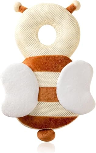 Coussin de Protection de Tête de Bébé,Coussin de sac à dos Réglable et Respirant pour Tout-petits,Convient Aux Enfants qui Apprennent à Ramper et à Marcher Avec Genouillères (Abeille en filet)
