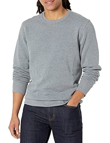 Amazon Essentials Sweat-shirt à col rond en polaire (grandes tailles disponibles) Homme, Gris Clair Chiné, XXL