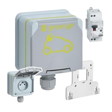 LEGRAND - Prise pour Recharge de Véhicule Electrique Green'up Acess - Prise Murale Complète avec Patère et Interrupteur Différentiel - Pose en Saillie - Fabriqué En France