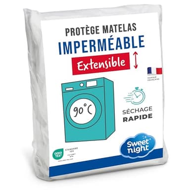 SWEET NIGHT - Protège-Matelas - Alèse 140x200 cm - Imperméable, Respirant & Silencieux - Forme Drap-Housse Bonnet 27 cm - Lavable Machine 90°C - Certifié Oeko-Tex