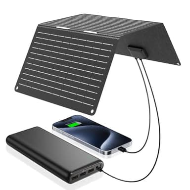 Ecosonique Panneau solaire pliable 30 W étanche IP67 Chargeur solaire USB-A USB-C pour téléphone portable, appareil photo, station d'alimentation pour le camping, compatible avec téléphone portable