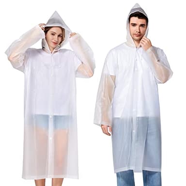Newbyinn Ponchos de pluie (Lot de 2) en EVA réutilisables pour adultes et enfants, imperméables avec capuche pour femmes et hommes, transparents