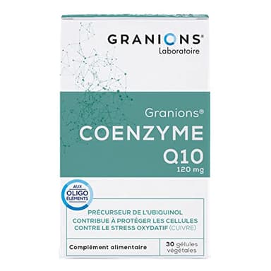Coenzyme Q10 GRANIONS | Complément alimentaire peau | Coenzyme Q10 120mg avec Magnésium + Cuivre | Peau nette, acne, anti oxydant | Made in France | 30 gelules