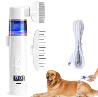 Peigne Anti Poux Electrique Peigne Anti-puces pour Animaux de Compagnie 2 en 1 Aspirateur a Poux Professionnel Poux Outil de Nettoyage Peignes Électrique pour Chat Chien et Personnes (Blanc)