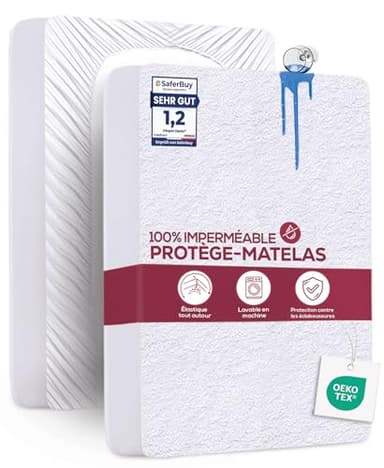 Utopia Bedding Protège Matelas 140 x 200 x 30 cm Imperméable, Certifié Oeko TEX, Alèse Drap Housse, Matelas Couvre, Respirant, Élastique Tout Autour Blanc