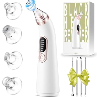 PQETBV Aspirateur Point Noir - 5 Modes avec 4 Têtes Interchangeables, Aspirateur Points Noirs Professionnel Visage pour Nettoyage des Pores,Traitement Acné et Soin Anti-Blackheads