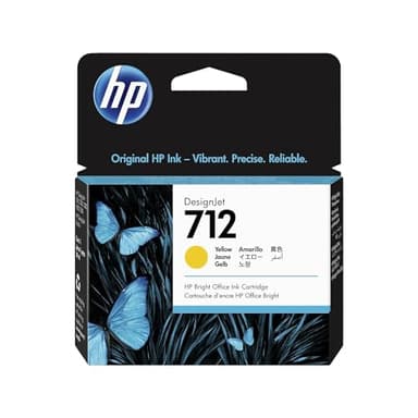 HP 3ED69A Cartouche d'encre Authentique 712 Jaune de 29 ML avec Encre d'origine, pour Traceurs Grand Format DesignJet T650, T630, T250, T230 et Studio et tête d'impression 713 DesignJet