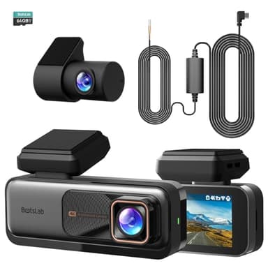 BOTSLAB Dashcam Voiture Avant Arrière 4K+2K, Camera Embarquée Voiture WiFi GPS avec Carte SD 64G, Caméra de Voiture Vision Nocturne, ADAS, Moniteur de Stationnement, WDR, Enregistrement en Boucle