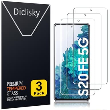 Didisky Lot de 3 Protecteur Verre Trempé pour Samsung Galaxy S20 FE, Film Protection écran, résistance aux Rayures, dureté 9H, Pas de Bulles, Haute définition
