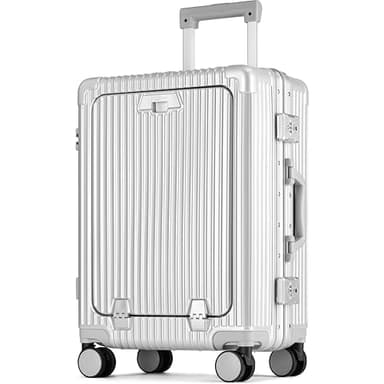 POSH Valise Cabine L avec Compartiment Ordinateur et Cadre en Aluminium 70x45x30cm - Coque Rigide en Polycarbonate 75L Trolley - Fermeture à Boucle TSA, Porte-gobelet et Housse de Protection