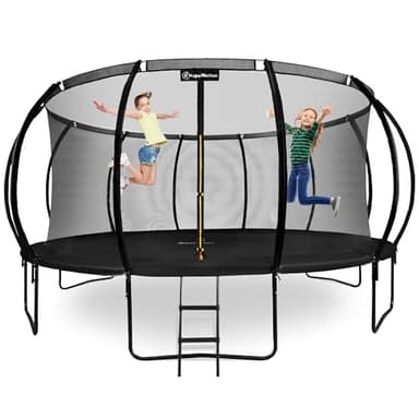 Hypermotion Trampoline Exterieur Enfant 3 Ans 244/305/366/430/487 cm Séchage Rapide et Déperlant – Excellente Élasticité de Saut – Trampoline de Jardin avec Filet de Sécurité