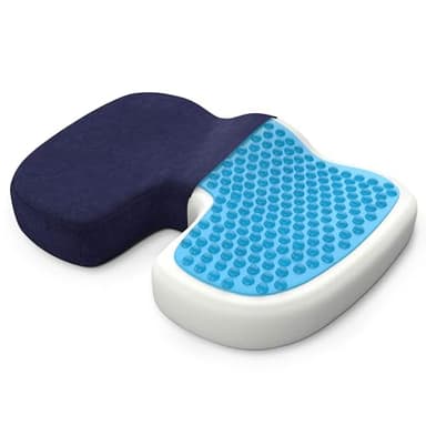 Coussin Ergonomique Assise et Coccyx en Mémoire de Forme - Coussin Orthopédique pour Chaise Bureau, Fauteuil et Voiture Conducteur - Soulage Sciatique et Lombaire - Coussin de Chaise – Bleu, Standard