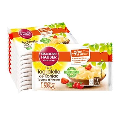 GAYELORD HAUSER - Tagliatelle de Konjac - Touche d'Avoine - Sans Rinçage - Prêt à l'Emploi - 10 Paquet de 150 g