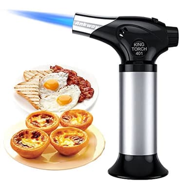 Torche de soufflage culinaire rechargeable, Ankway chalumeau de cuisine professionnel, multifonctionnel torche à gaz butane cuisiner, crème brûlée, cuire au four et barbecue BBQ (butane non inclus)