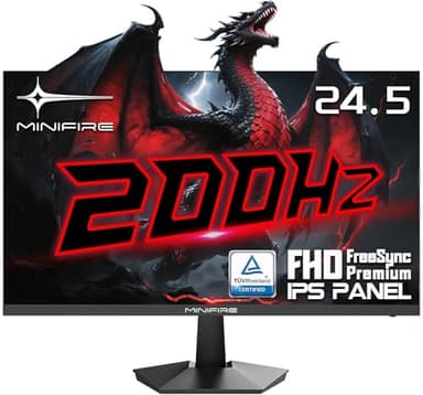 Minifire Écran Gaming 24.5″ IPS 200Hz – Écran Gamer FHD (1920×1080), 1ms, 120% sRGB, HDR10, Adaptive-Sync, HDMI/DisplayPort, VESA 75x75mm– Noir (MFG25X1)