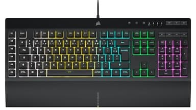 CORSAIR K55 RGB PRO Clavier de Jeu Filaire à Membrane – IP42 Résistant à la Poussière et Aux éclaboussures – 6 Touches Macro Intégration Elgato – Compatible iCUE – AZERTY FR – PC, Mac, Xbox – Noir