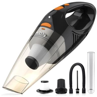 kitsky Handheld Cordless Vacuum Cleaner – Lightweight Car Vacuum Cleaner – with 12000pa Powerful Suction, Long Battery Life, Led Lights, Waterproof Hepa Filter – for Car, Stair, Sofa, Corner Cleaning