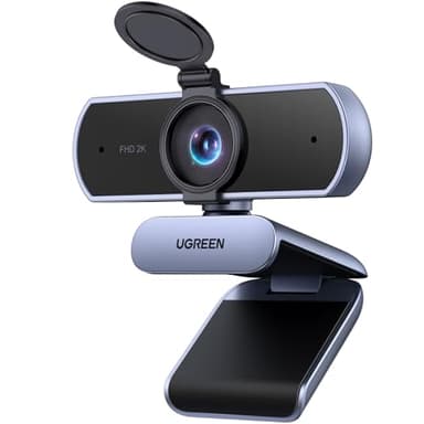 UGREEN Webcam 2K 30FPS Caméra USB PC Deux Micro Mise au Point Fixe Angle Réglable Correction Lumière Plug Play Windows MacOS Linux Streaming Youtube Skype Appel Zoom Vidéoconférence (Gris)
